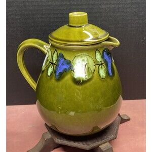 Vtg Carstens Ceramic Hand-Painted Tessin Green Teapot Germany Mid-Century Modern